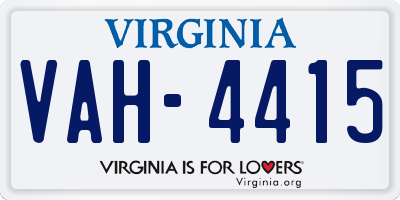 VA license plate VAH4415
