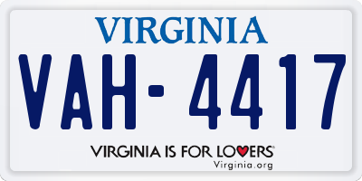 VA license plate VAH4417
