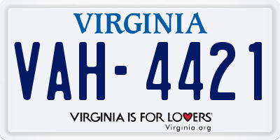 VA license plate VAH4421