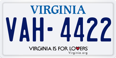 VA license plate VAH4422