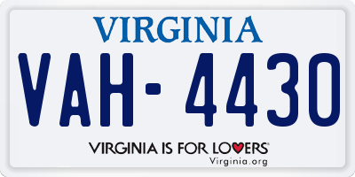 VA license plate VAH4430