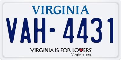 VA license plate VAH4431