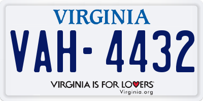 VA license plate VAH4432