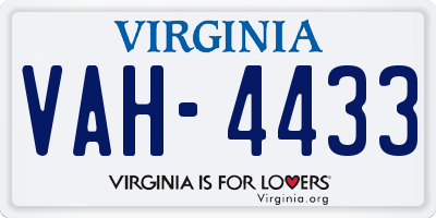 VA license plate VAH4433