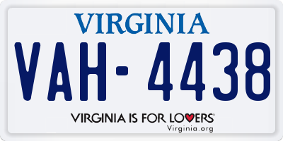 VA license plate VAH4438