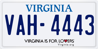VA license plate VAH4443