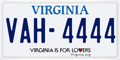 VA license plate VAH4444