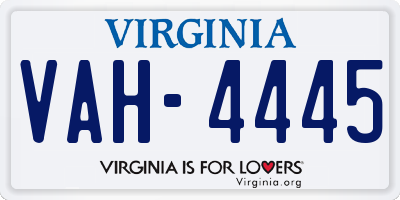 VA license plate VAH4445