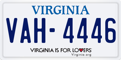 VA license plate VAH4446