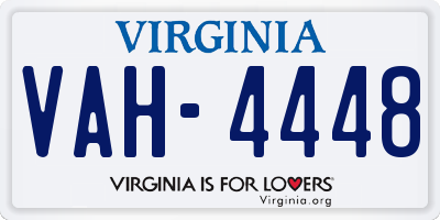 VA license plate VAH4448