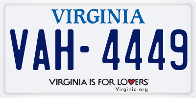 VA license plate VAH4449