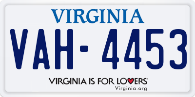 VA license plate VAH4453