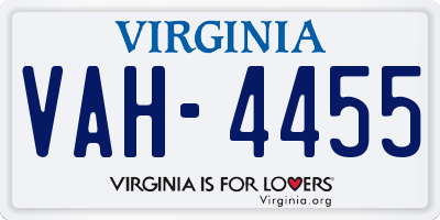 VA license plate VAH4455