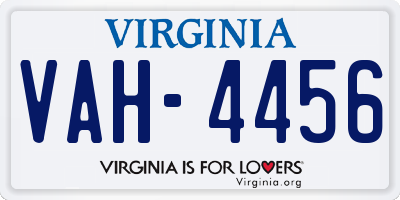 VA license plate VAH4456