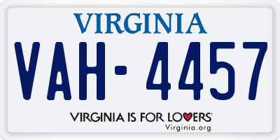 VA license plate VAH4457