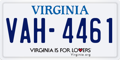 VA license plate VAH4461