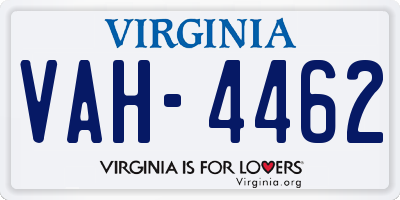 VA license plate VAH4462
