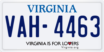 VA license plate VAH4463