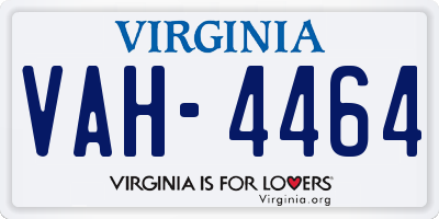 VA license plate VAH4464