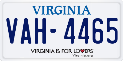VA license plate VAH4465