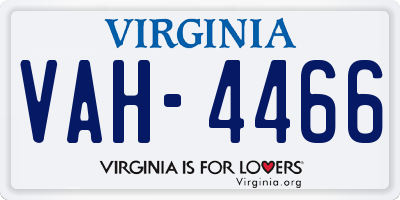 VA license plate VAH4466