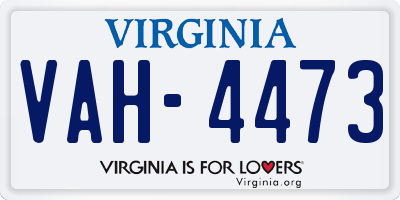 VA license plate VAH4473