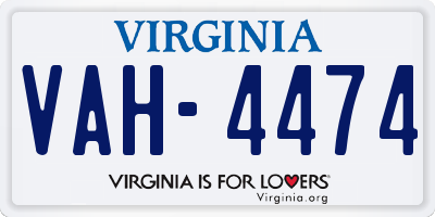 VA license plate VAH4474