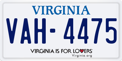 VA license plate VAH4475
