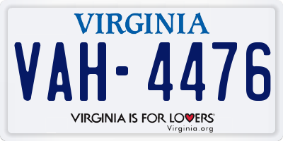 VA license plate VAH4476