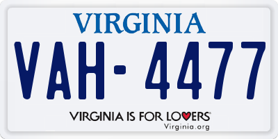 VA license plate VAH4477