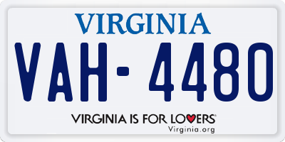 VA license plate VAH4480