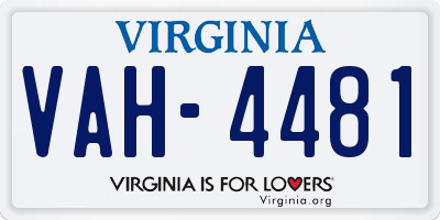 VA license plate VAH4481