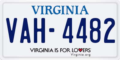 VA license plate VAH4482