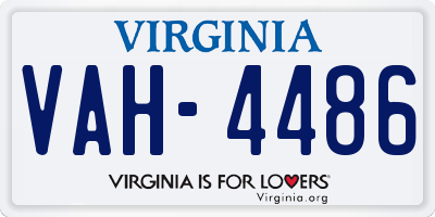 VA license plate VAH4486