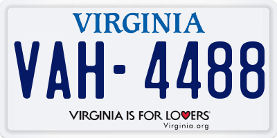 VA license plate VAH4488