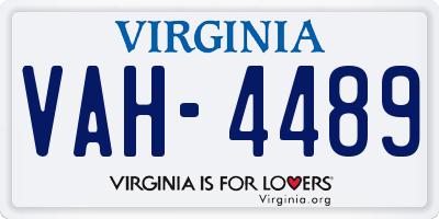 VA license plate VAH4489