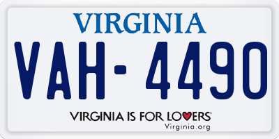 VA license plate VAH4490