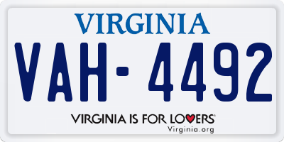 VA license plate VAH4492