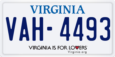 VA license plate VAH4493