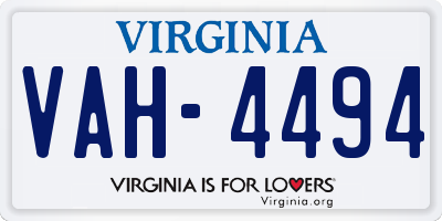 VA license plate VAH4494