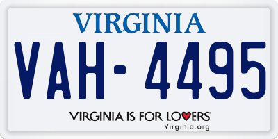 VA license plate VAH4495