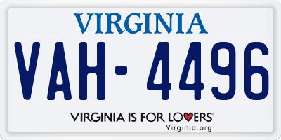 VA license plate VAH4496
