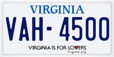 VA license plate VAH4500