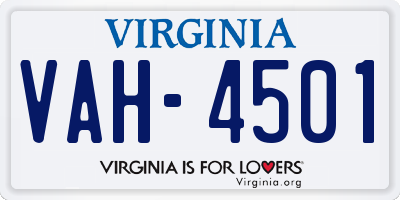 VA license plate VAH4501