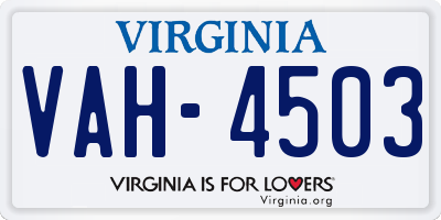 VA license plate VAH4503