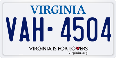 VA license plate VAH4504