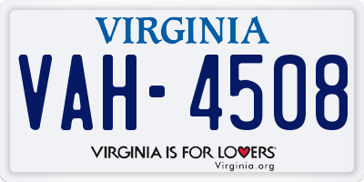 VA license plate VAH4508