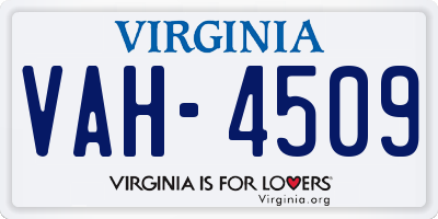 VA license plate VAH4509