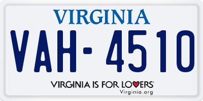 VA license plate VAH4510