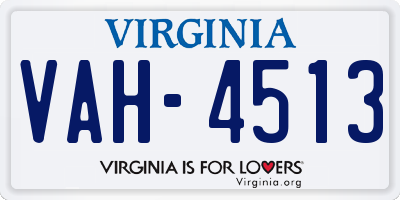 VA license plate VAH4513
